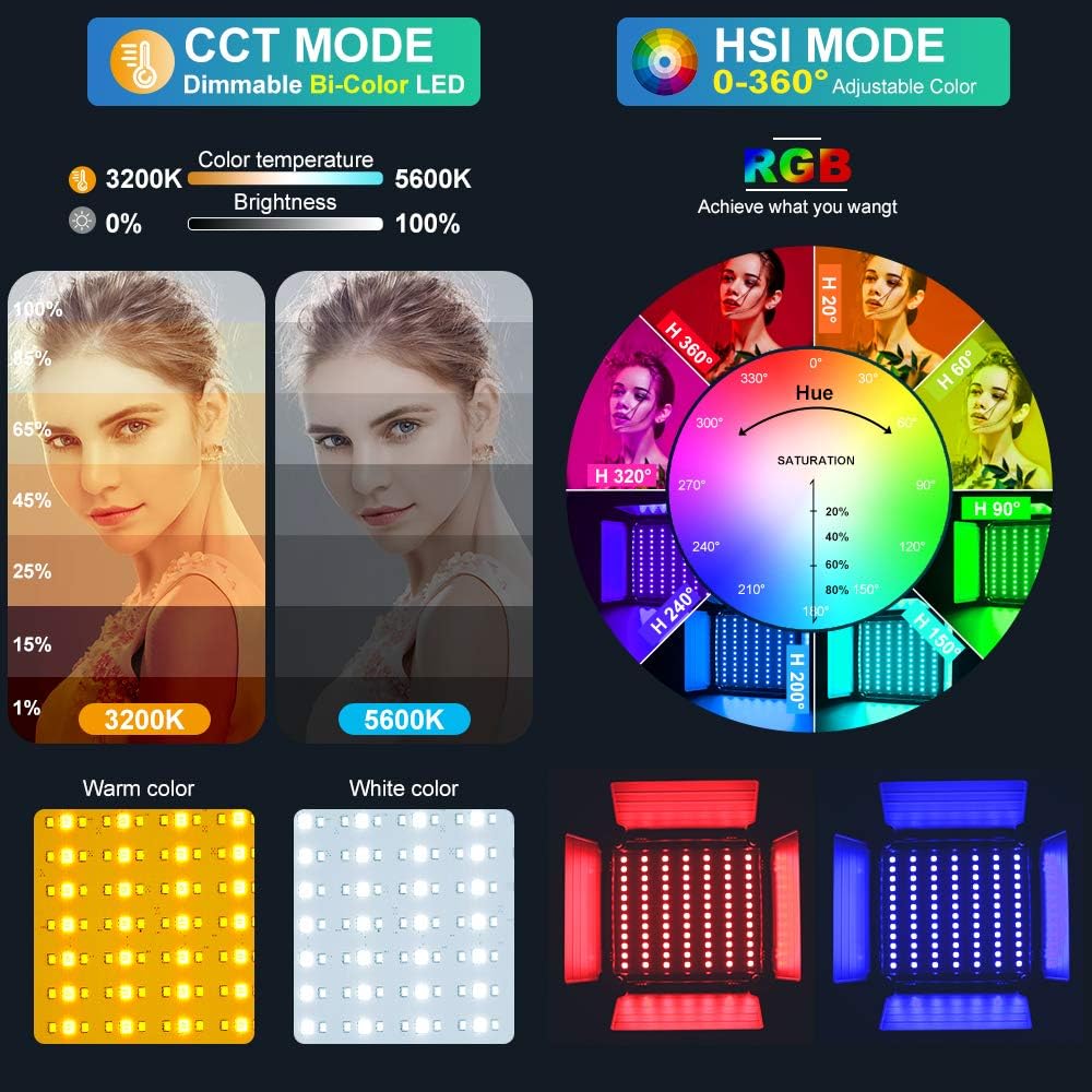 RGB LED Panel Video Light with - đánh giá và giá Photography Lighting Kit