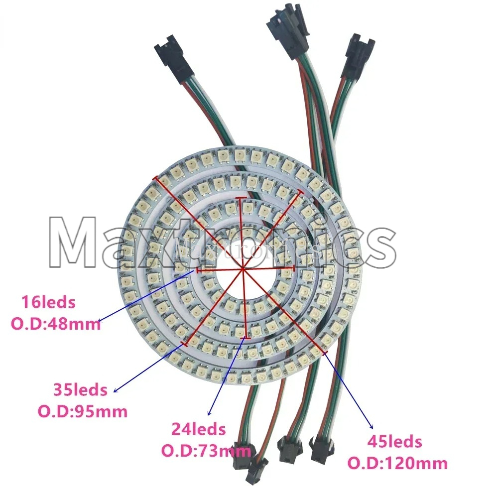 FCOB WS2812B RGB Led Ring 18/3 - đánh giá và giá Led Ring Light 18