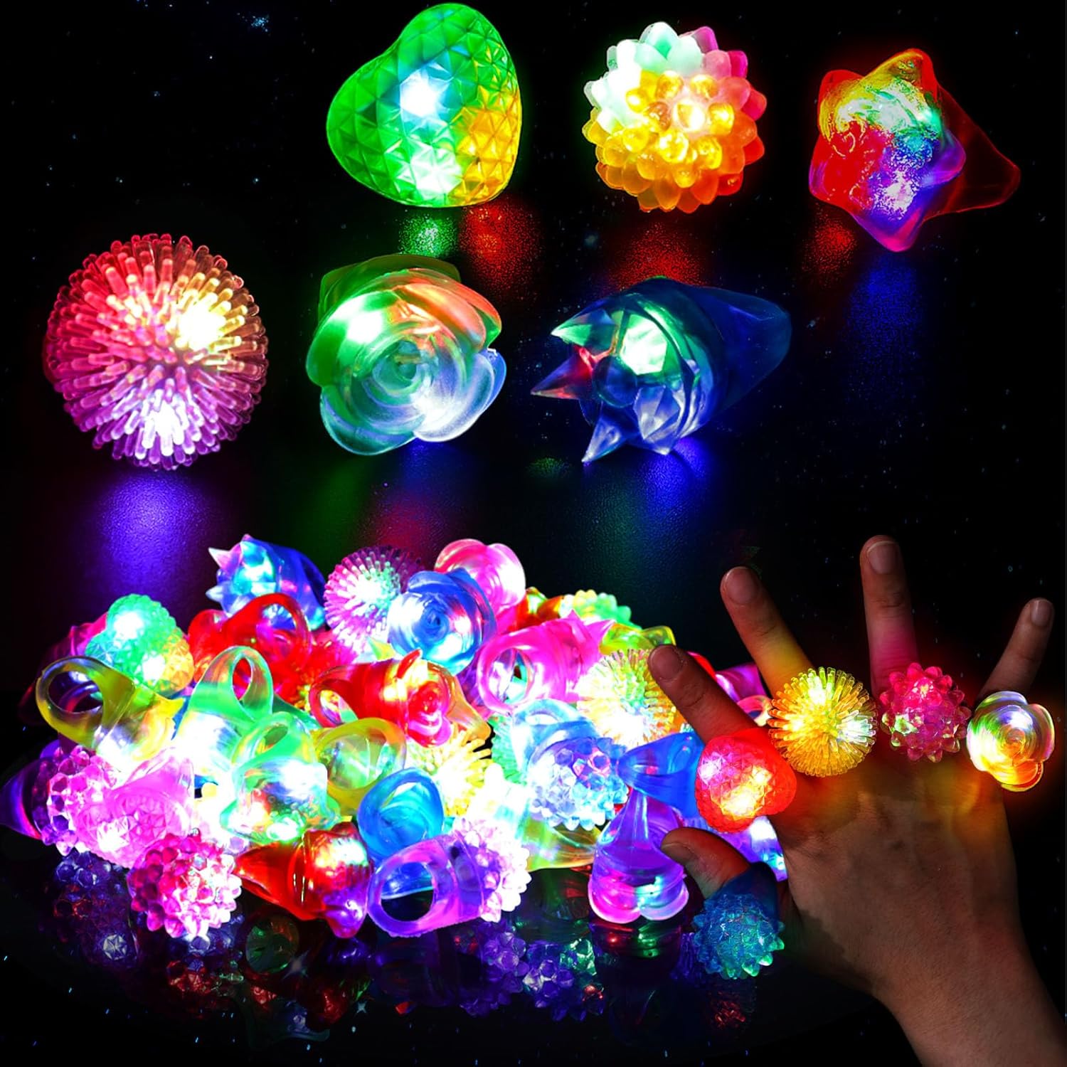 10Pcs LED Light Up Jelly Rings - đánh giá và giá Led Ring Light 18